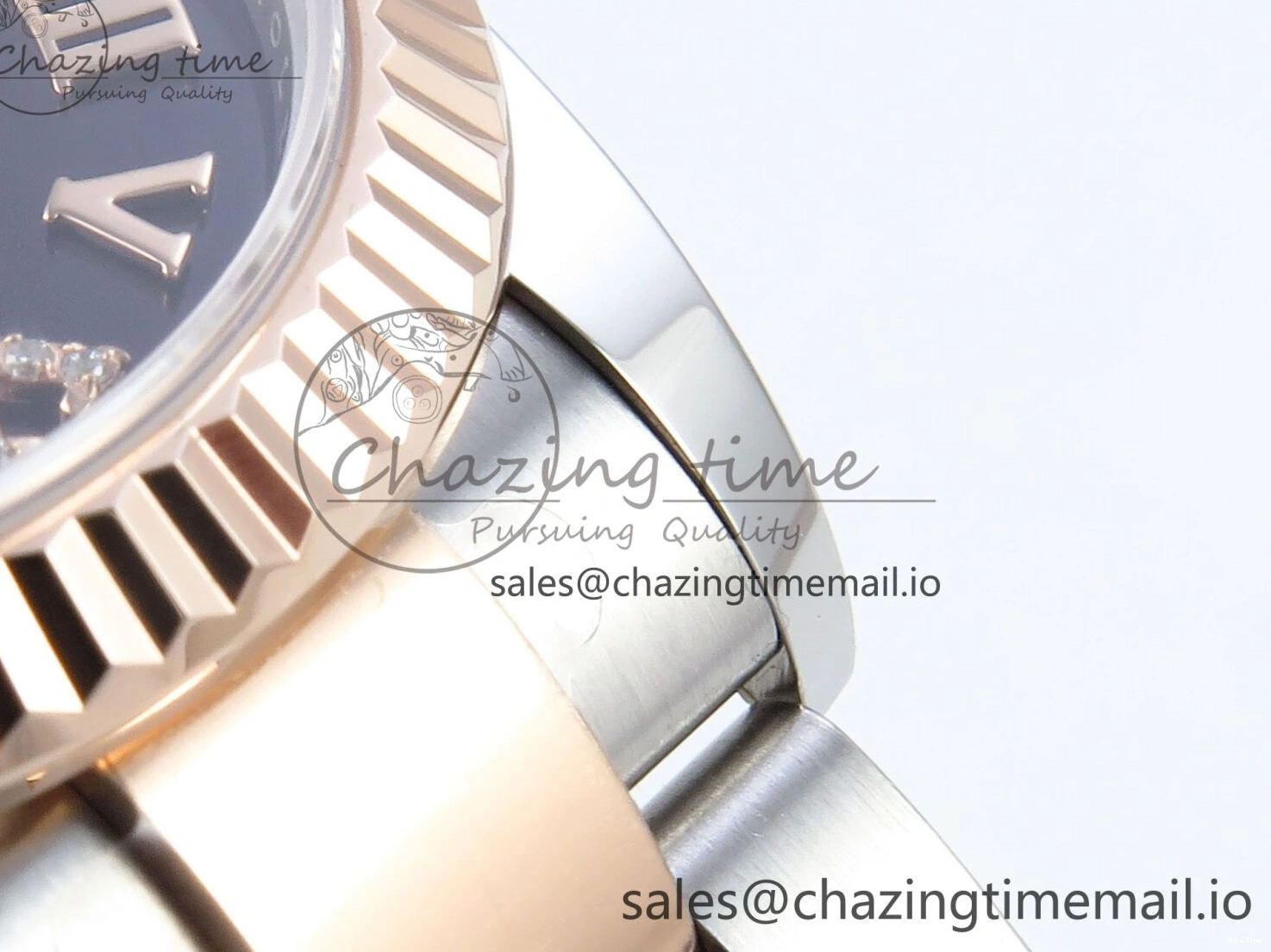 MiroTime 0218 DateJust 31 278271 ARF 1:1 Best Edition 904L Steel Purple Roman Diamonds Dial on SS RG Oyster Bracelet ETA TechFriendly 523